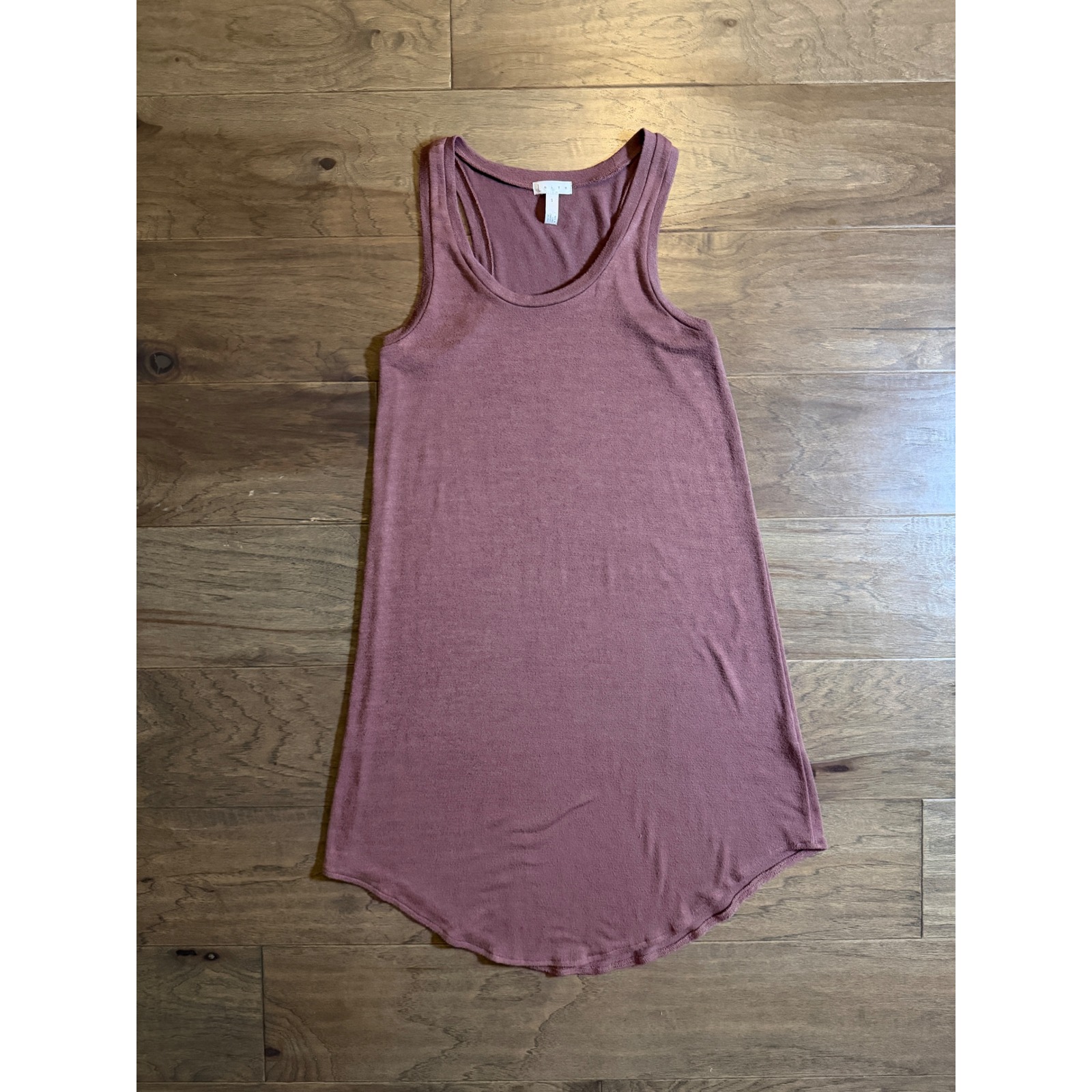 Leith Mauve Scoop Neck Sleeveless Ribbed Knit Tank Dress Small Tl365320mi